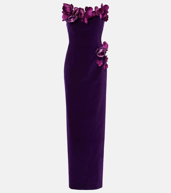 Oscar de la Renta Orchid embroidered velvet gown