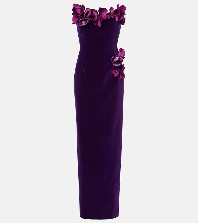 Oscar de la Renta Orchid embroidered velvet gown