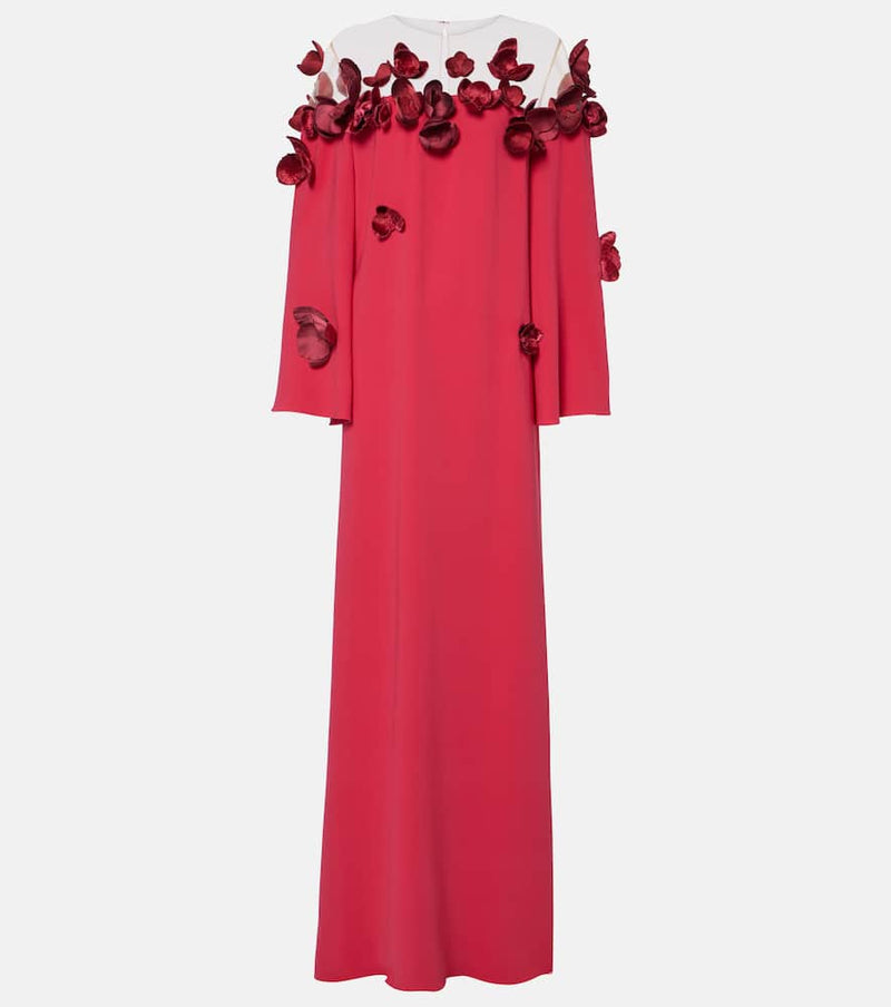 Oscar de la Renta Orchid embroidered georgette gown