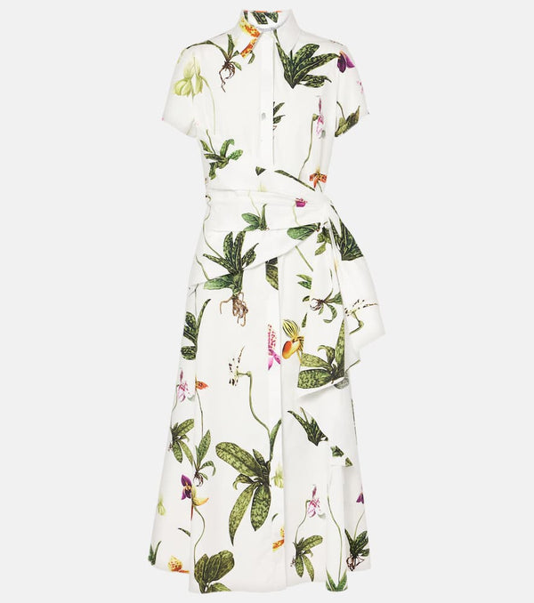 Oscar de la Renta Orchid gathered poplin midi dress