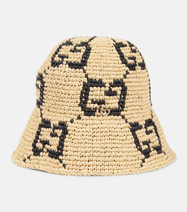 Gucci GG raffia-effect cloche hat