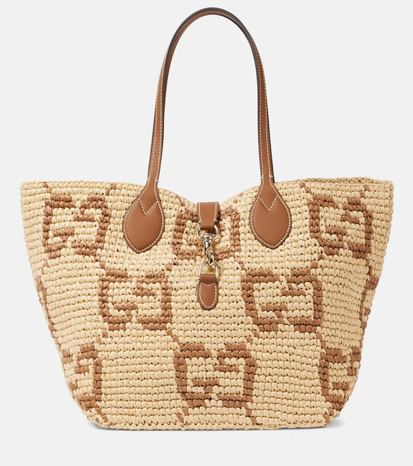 Gucci Summer Large leather-trimmed basket bag