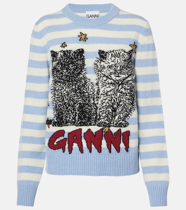 Ganni Striped wool-blend sweater