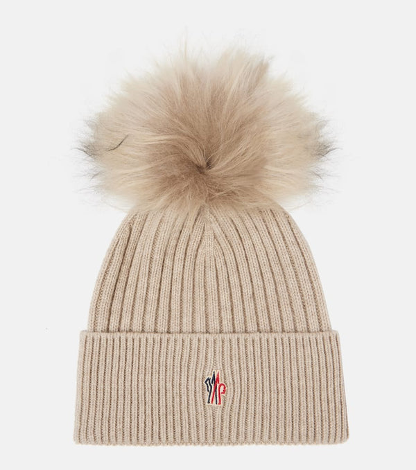 Moncler Logo pompom-trimmed cashmere beanie