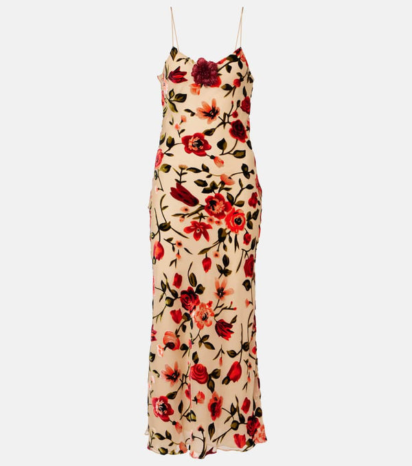 Rodarte Sheer floral velvet devoré slip dress