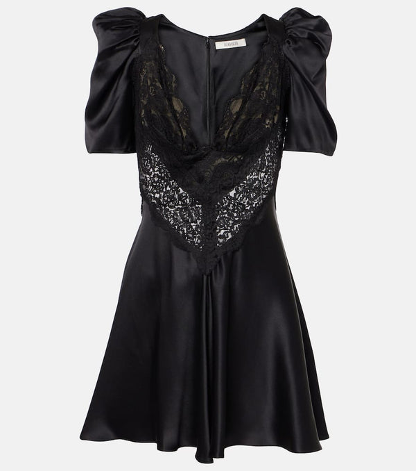 Rodarte Lace-trimmed silk charmeuse minidress