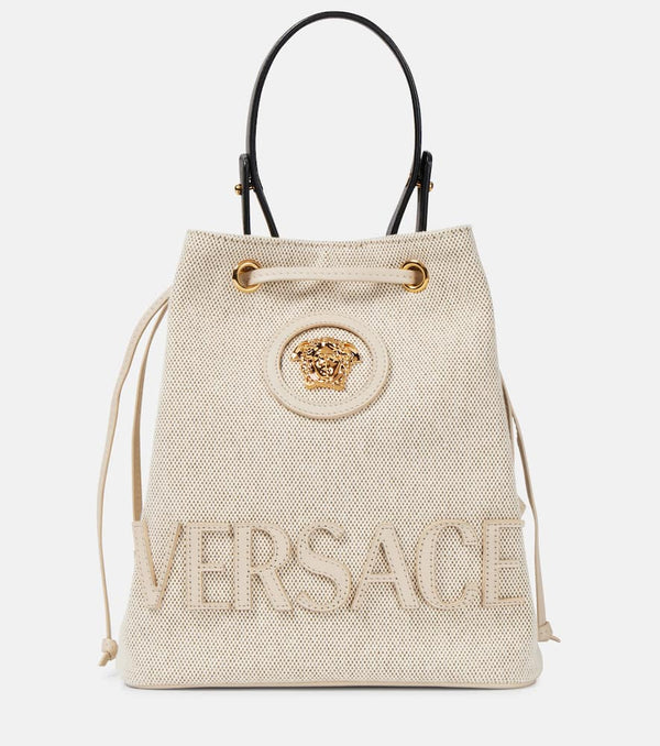 Versace La Medusa Small canvas bucket bag