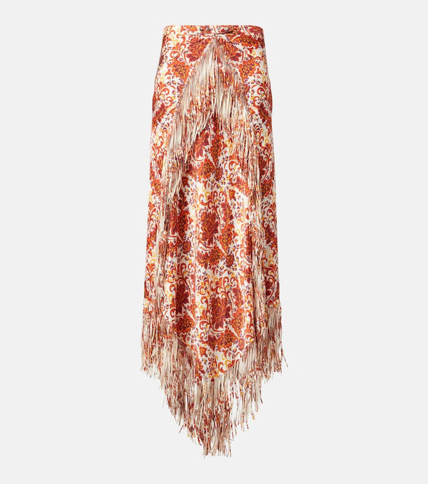 Rabanne Fringed printed maxi skirt