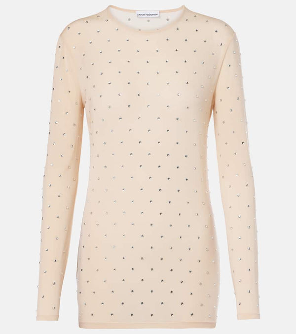 Rabanne Crystal-embellished semi-sheer top