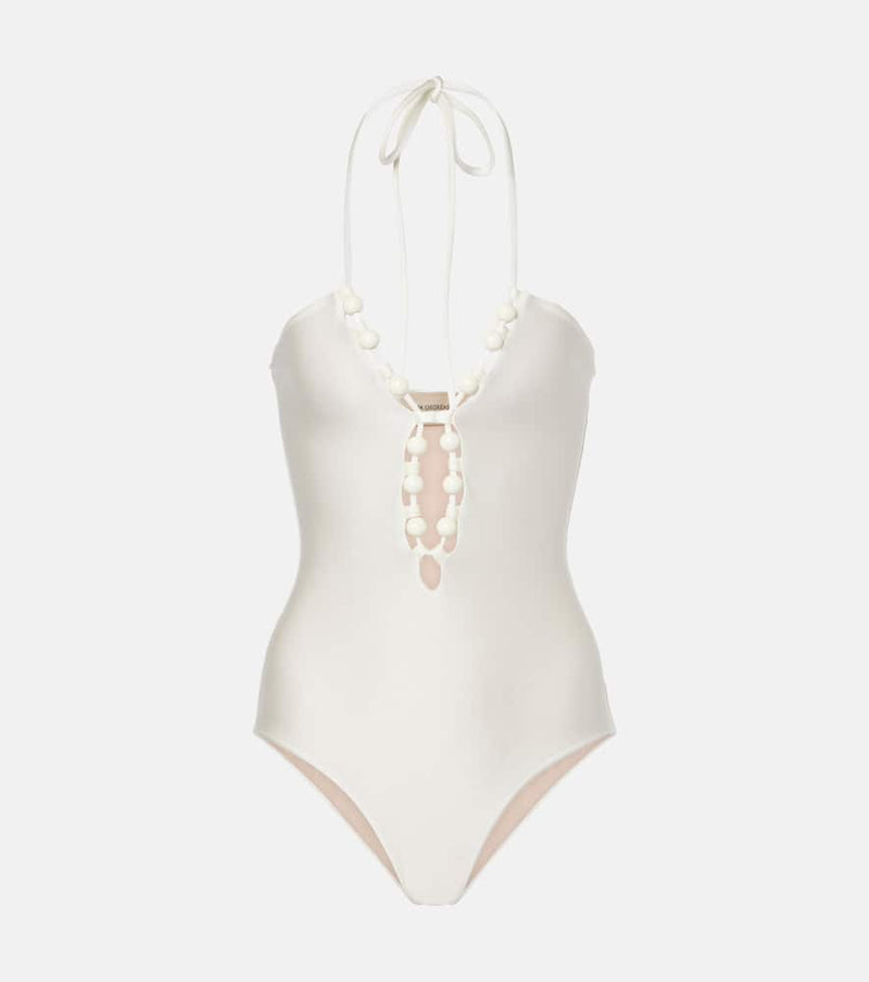 Adriana Degreas Embellished halterneck swimsuit