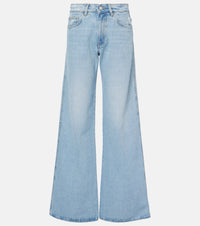 Coperni Leather-trimmed wide-leg jeans