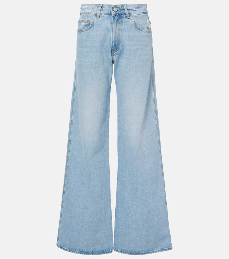 Coperni Leather-trimmed wide-leg jeans