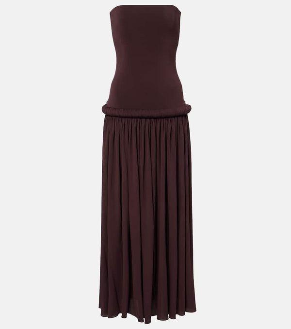 Alaïa Strapless gathered jersey maxi dress