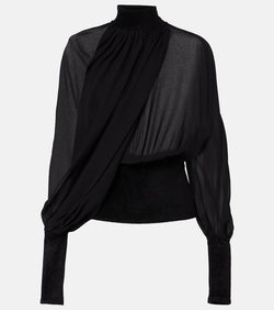 Alaïa Draped georgette blouse