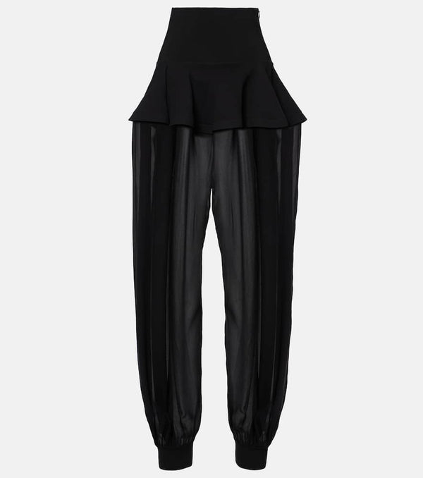 Alaïa Peplum georgette wide-leg pants