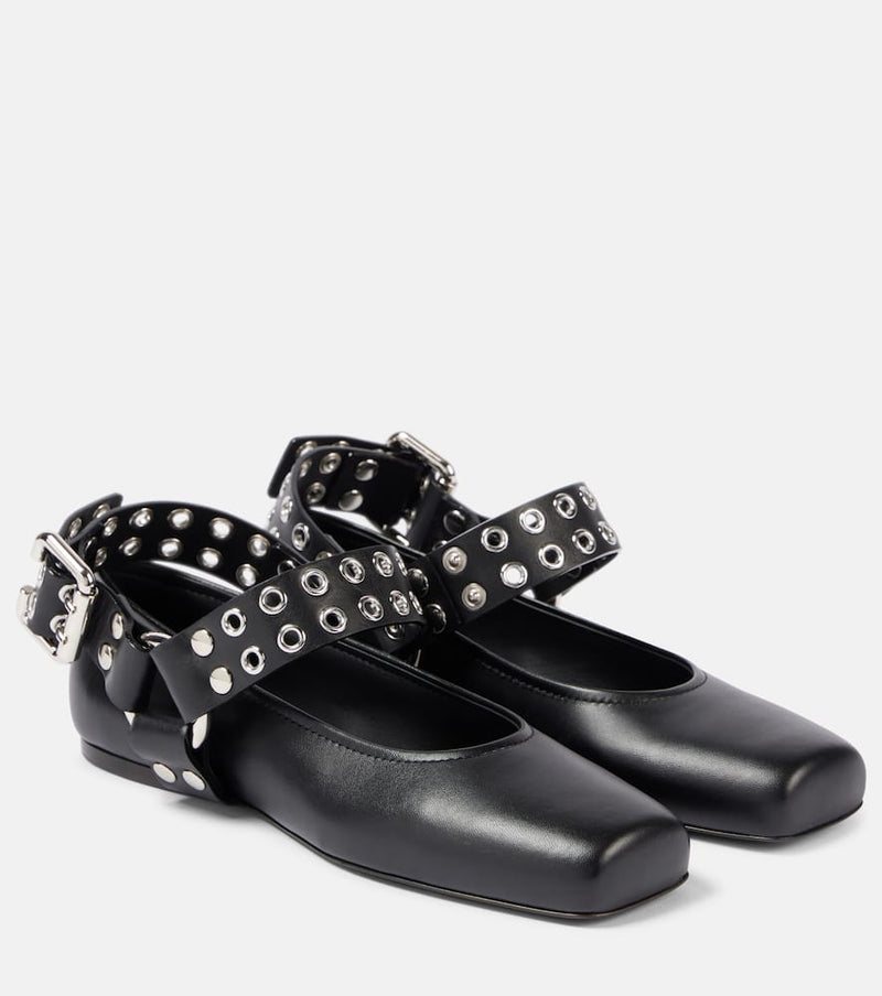 Alaïa Studded leather Mary Jane flats