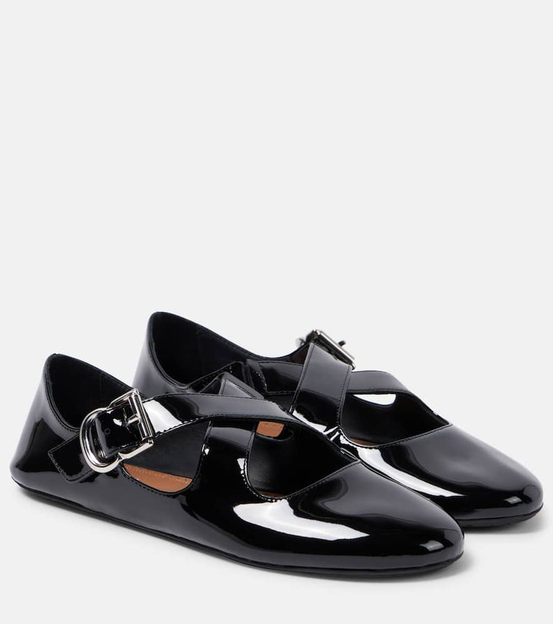 Alaia Criss Cross patent leather ballet flats