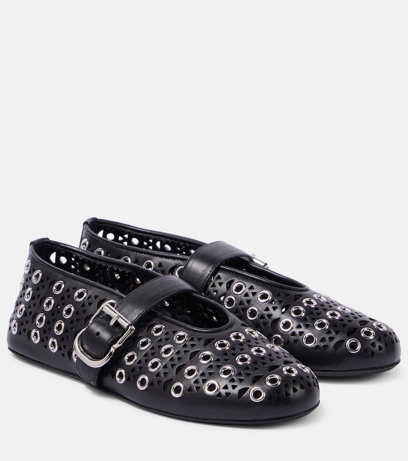 Alaïa Eyelets leather ballet flats