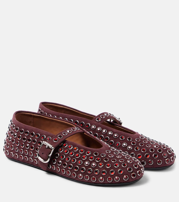 Alaïa Embellished suede ballet flats