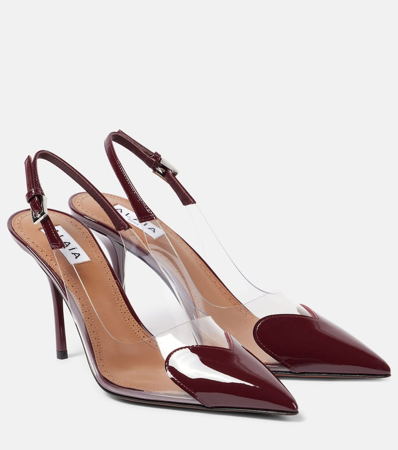 Alaïa Le Caur 90 leather and PU slingback pumps