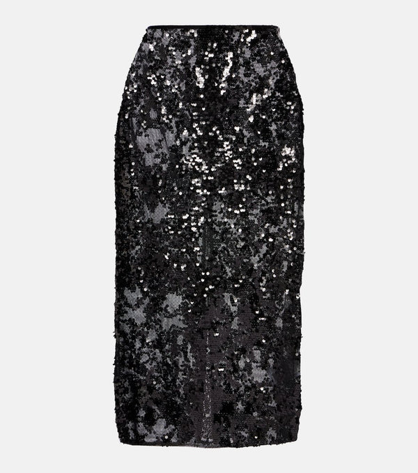 Victoria Beckham Sequined floral midi skirt