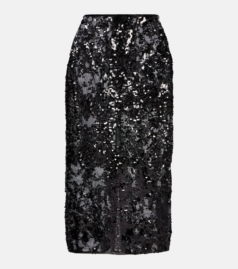 Victoria Beckham Sequined floral midi skirt