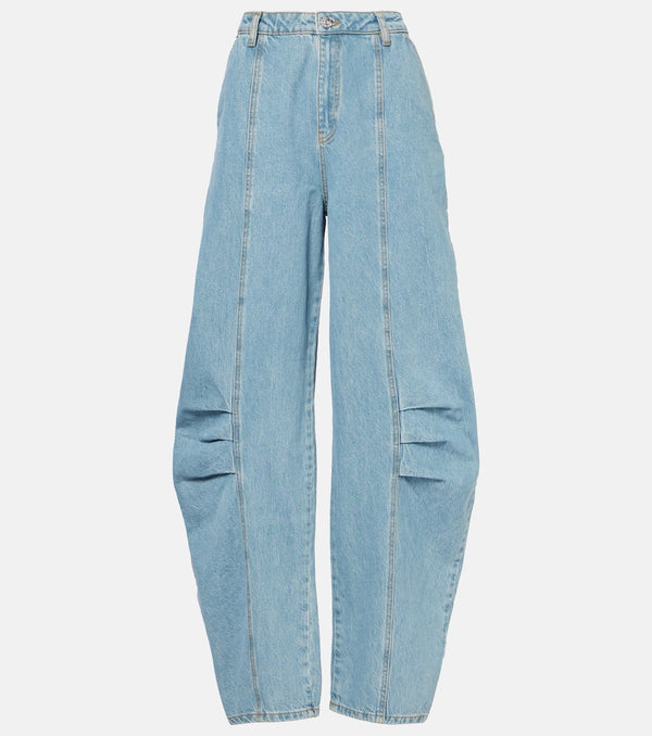 Rotate High-rise barrel-leg jeans