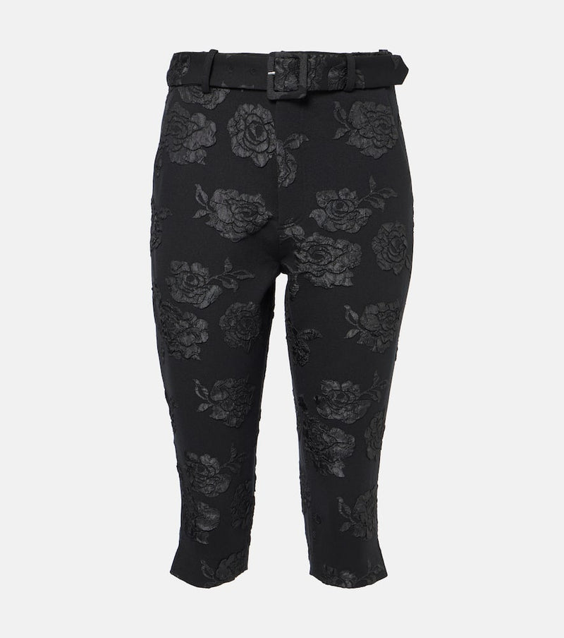 Rotate Floral jacquard capri pants