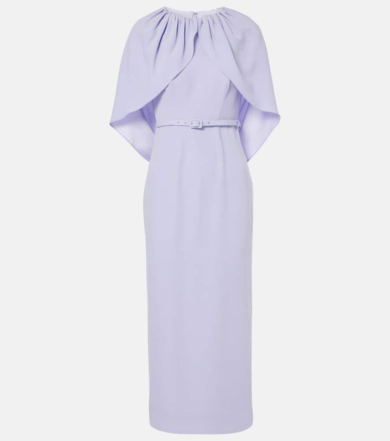 Roland Mouret Caped Crepe Satin Cocktail Dress Purple