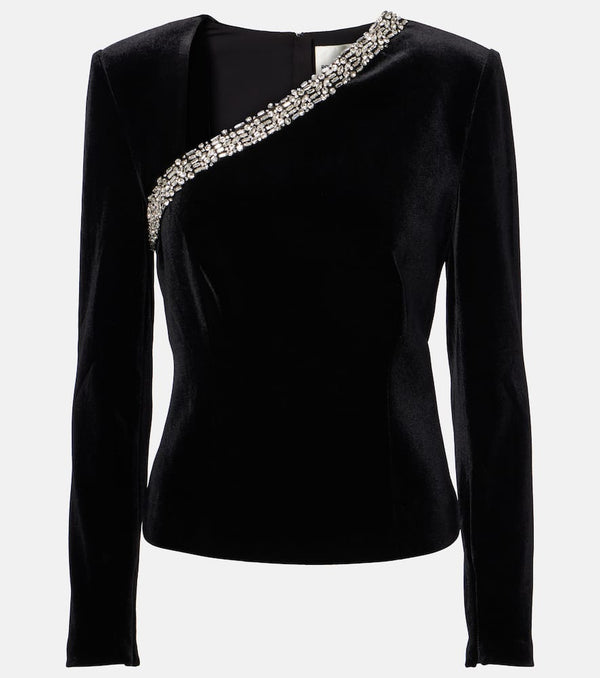 Roland Mouret Crystal-embellished velvet top