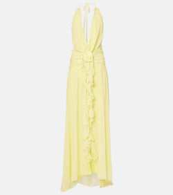 Blumarine Halterneck silk georgette maxi dress