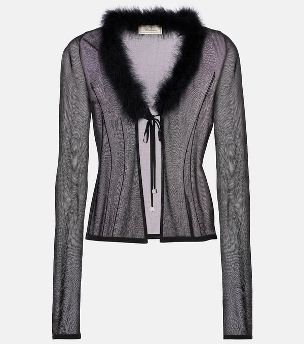 Blumarine Feather-trimmed cardigan