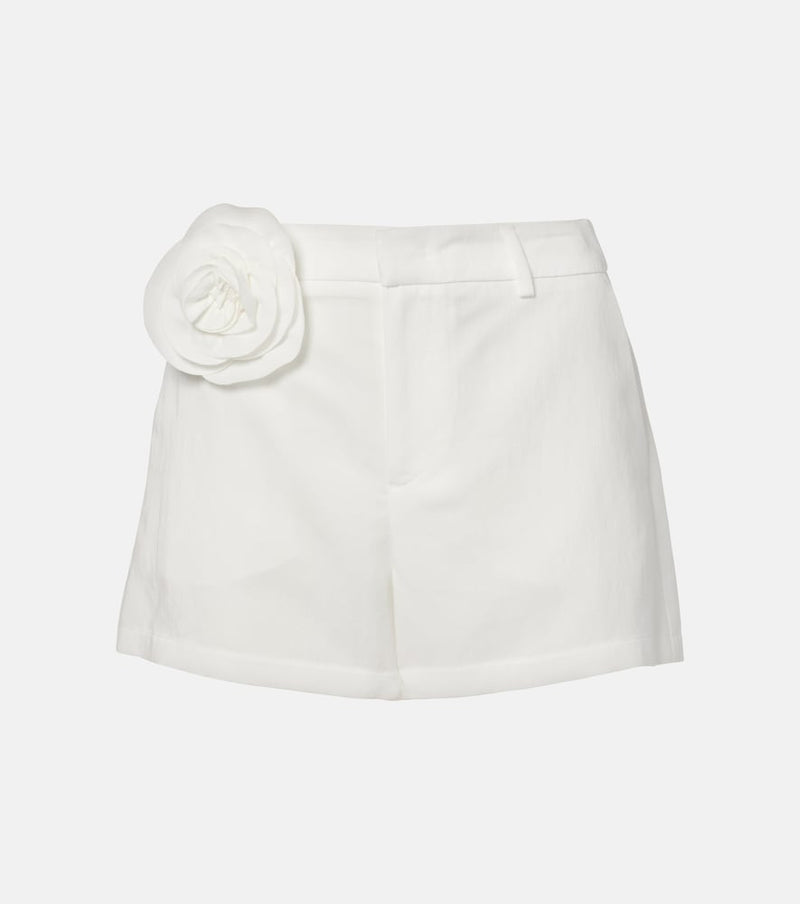 Blumarine Floral-applique gabardine shorts