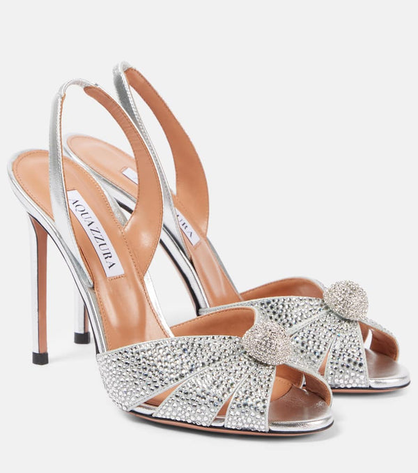 Aquazzura Italian Flirt 105 metallic leather sandals