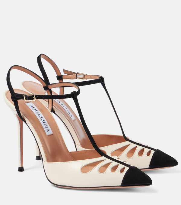 Aquazzura Camille 105 leather and suede pumps