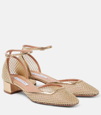Aquazzura Asha 35 leather-trimmed mesh pumps