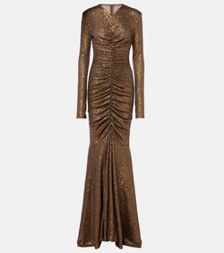 Norma Kamali Sequined ruched gown