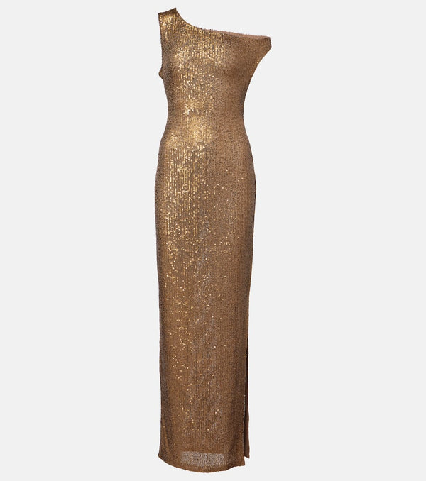 Norma Kamali Sequined one-shoulder gown