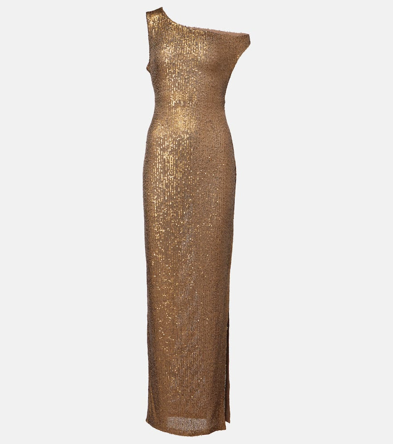 Norma Kamali Sequined one-shoulder gown
