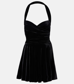 Norma Kamali Cayla ruched velvet bustier dress