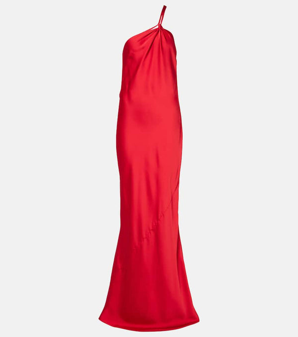 Norma Kamali Open-back one-shoulder satin gown