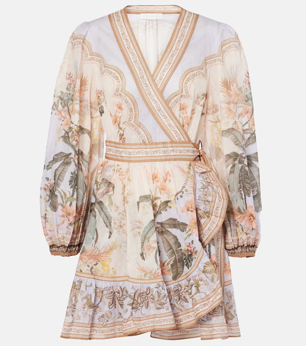 Zimmermann Wylie printed cotton wrap mini dress