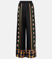 La DoubleJ Dazed Placee silk twill palazzo pants