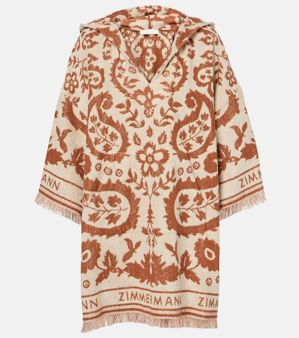 Zimmermann Wylie Hooded printed cotton terry beach dress