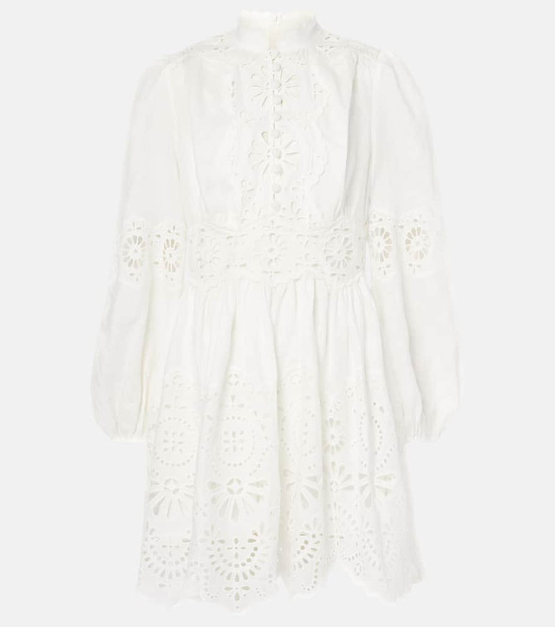 Zimmermann Acacia Broderie embroidered linen minidress