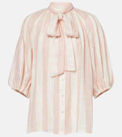 Zimmermann Acacia striped neck-tie blouse