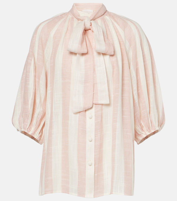 Zimmermann Acacia striped neck-tie blouse