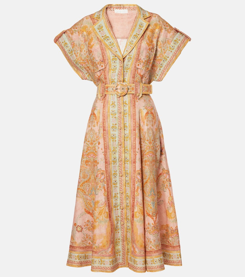 Zimmermann Acacia belted linen shirt dress