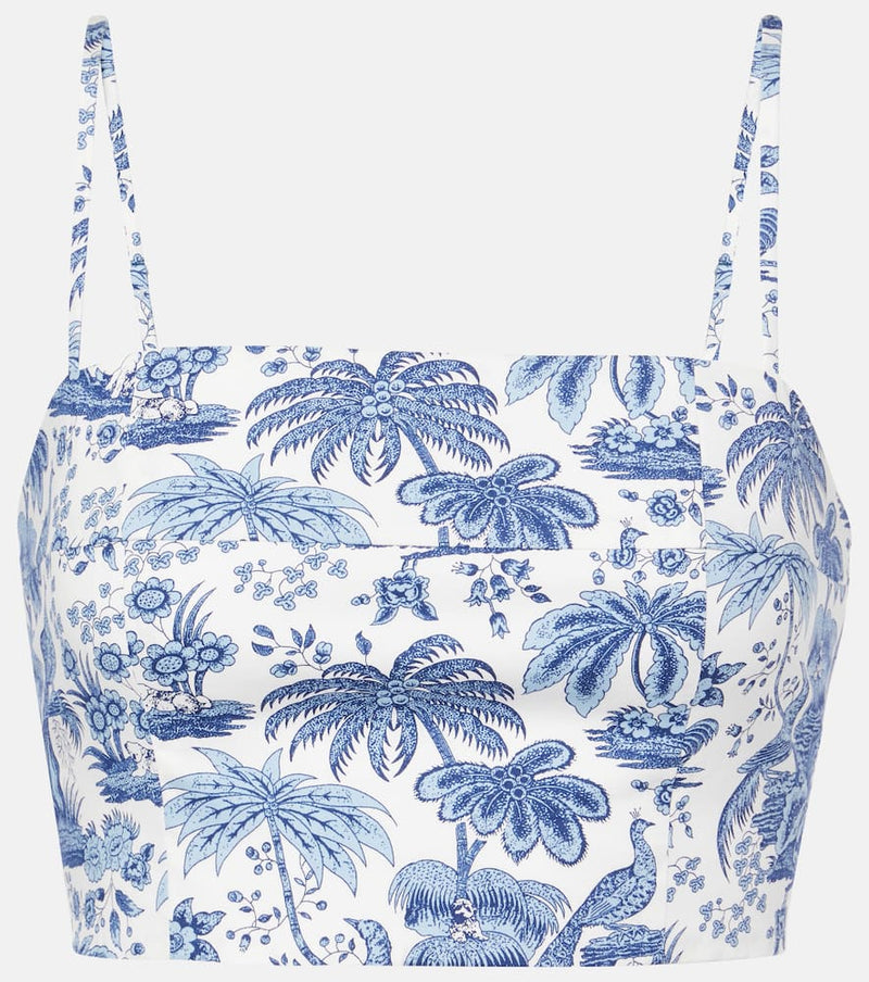 Staud Federico printed cotton crop top