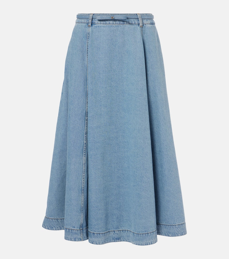 Zimmermann Crush Denim Full flared midi skirt